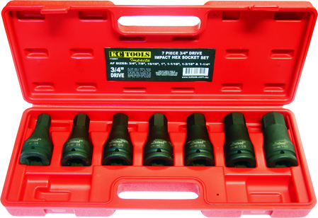 7 Piece AF x 3/4-Inch Drive In-Hex Impact Socket Set