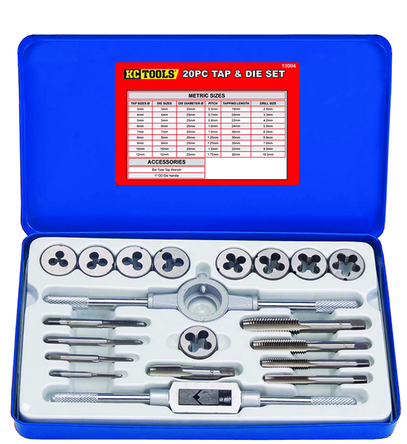 20 Piece Tap & Die Set Metric 3mm - 12mm