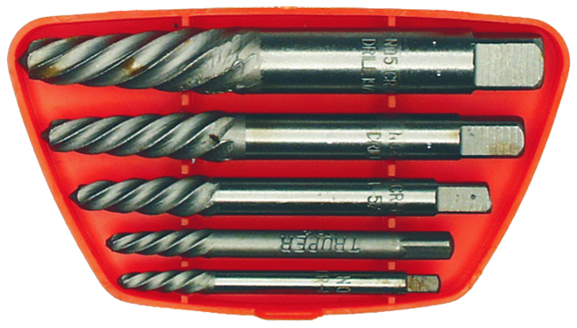5 Piece Screw Extractor Set Spiral Flute No 1 - No 5