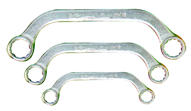 3 Piece Spanner Set, Obstruction, 11mm - 19mm