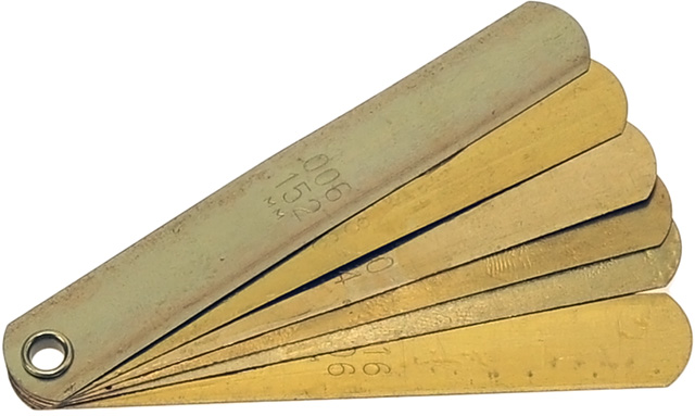 6 Blade Feeler Gauge, Brass, 85mm Long